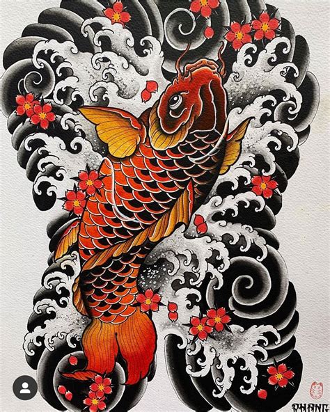 koi tattoo on back